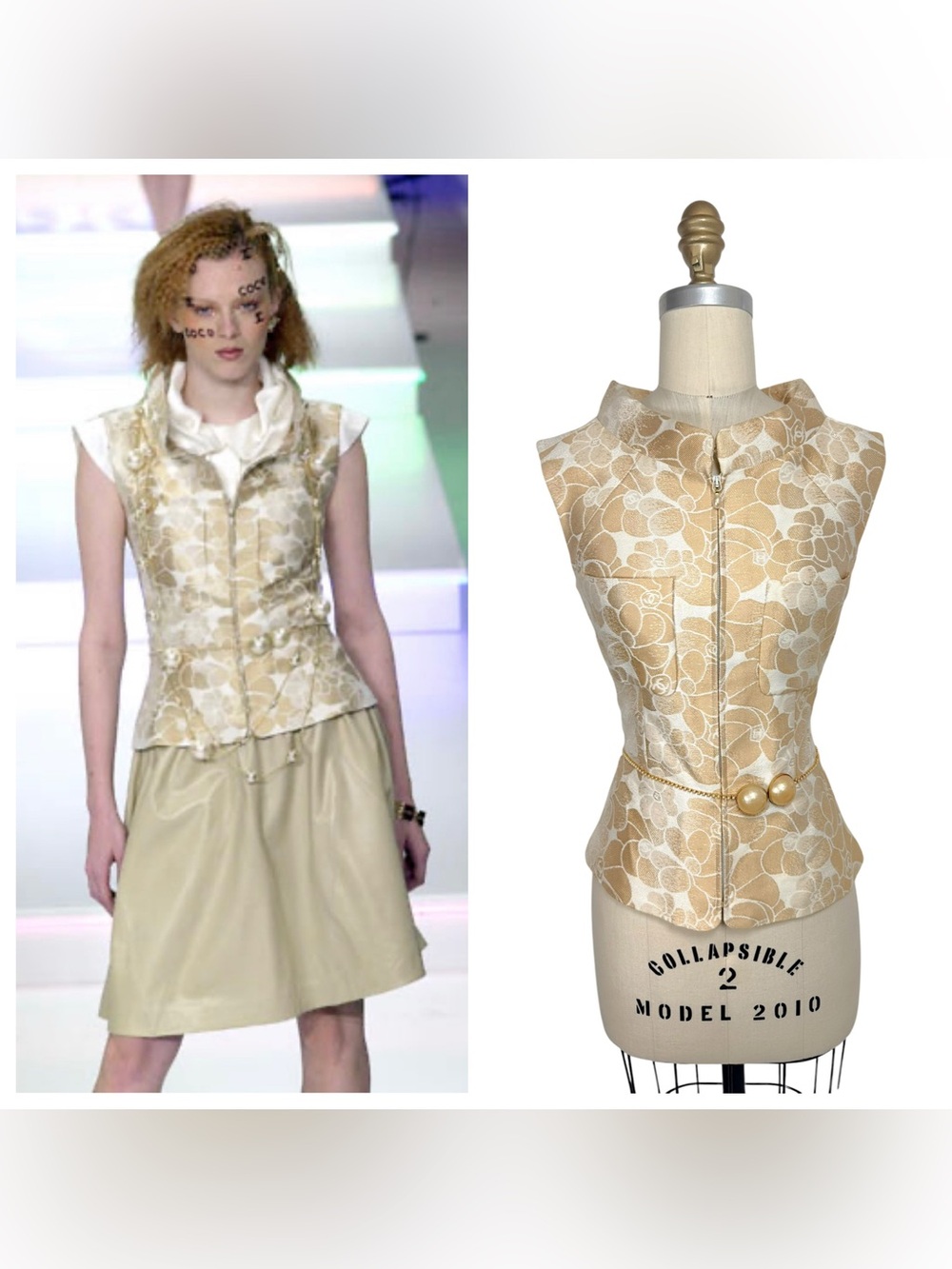 Chanel 2001 Runway Pearl Belt Jacquard Vest